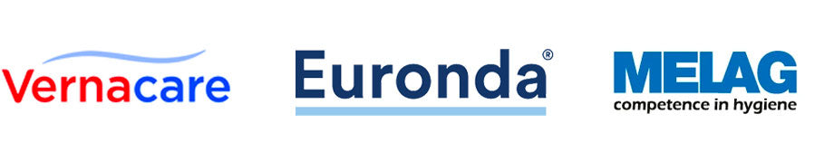 Vernacare logo, Euronda logo, Melag logo
